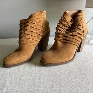 Cognac suede leather studded Jessica Simpson bootie